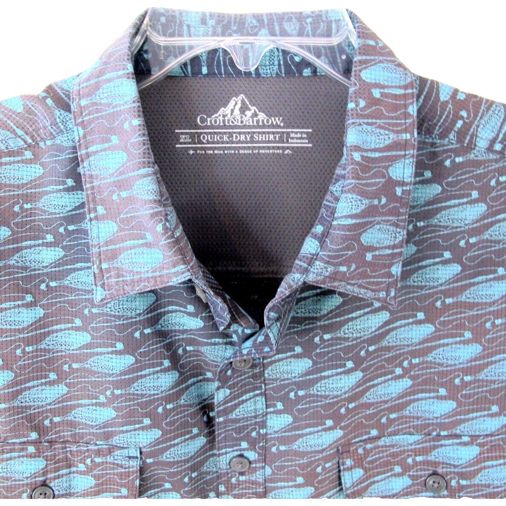 Croft & Barrow Quick Dry Short Sleeve Vented‎ Button UP Shirt Men's XL Fish Net - Picture 2 of 6